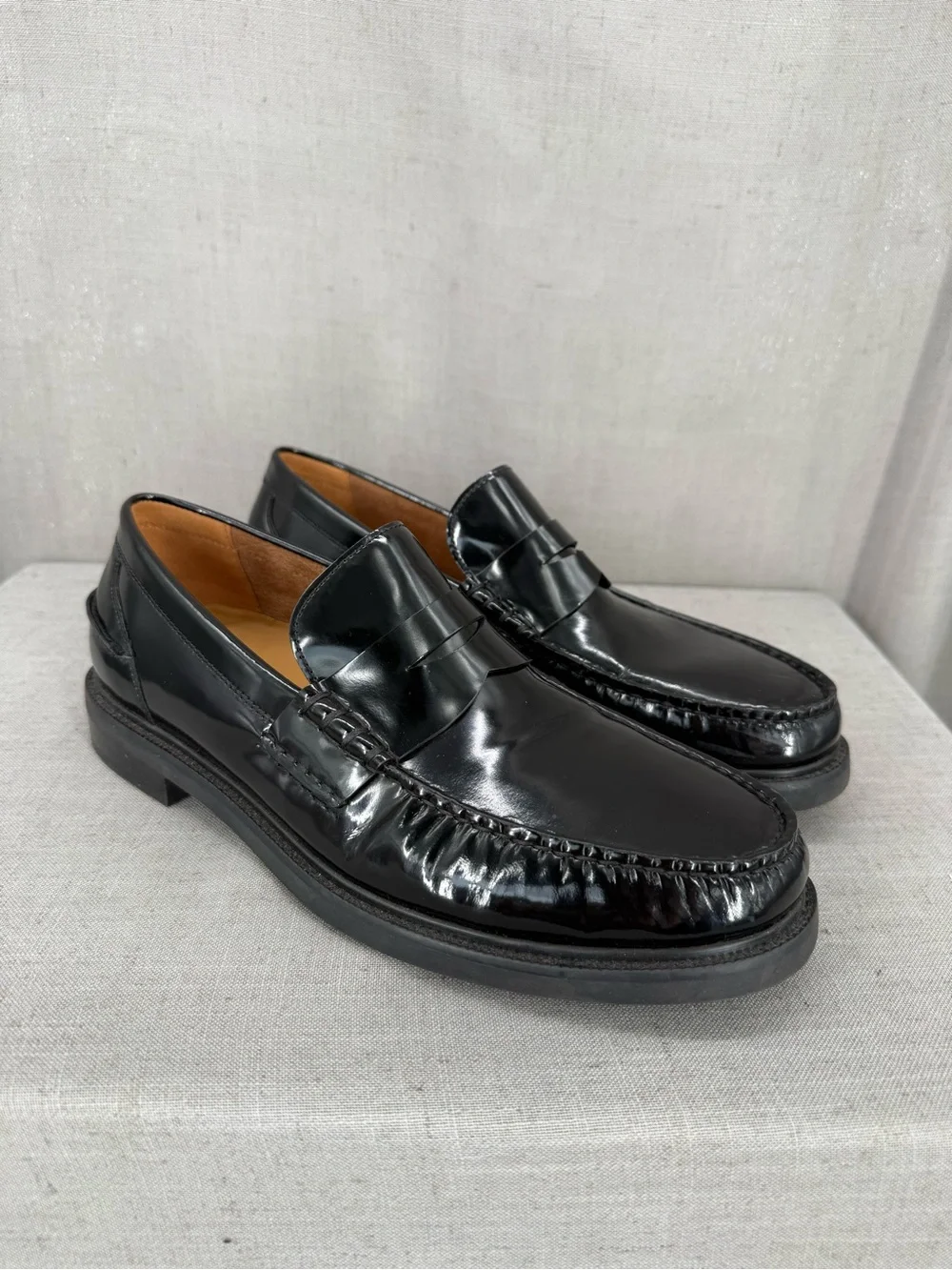 Cole Haan Pinch Prep Penny Loafer Black sz 8 Slip On Glossy  Dress Shoe